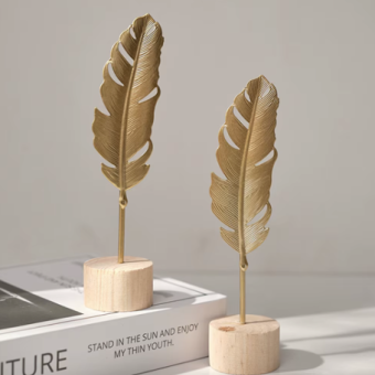 Nordic Gold Ginkgo Leaf Crafts Leaves Sculpture Luxury Living Room Decor Home Decoration Accessories Office Desktop Ornaments