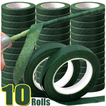 10/1Rolls Green Bouquet Floral Tapes Self-adhesive Stamen Wrapping Paper Tape DIY Flowers Decor for Florist Wedding Party Props