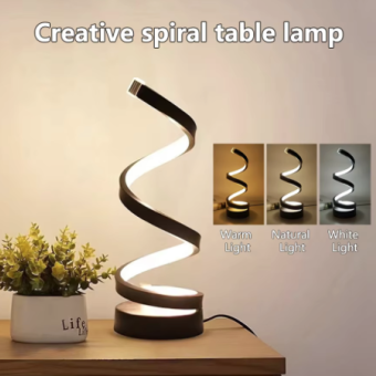 Modern Spiral Dimmable LED Table Lamp Bedroom Bedside Lamps USB Power Button Switch Bedroom Living Room Decorative Table Lamp