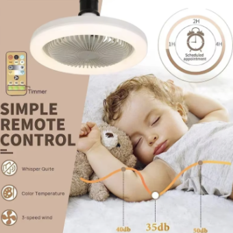 Remote Control Ceiling Fans with LED Lamp Ceiling Fan with E27 Converter Base Smart Ceiling Fans For Bedroom Living Room