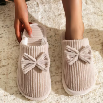 Fashion Women's Bow Slippers Fall/Winter Indoor Bedroom Floor Lightweight and Comfortable&Soft Warm Slippers for Home