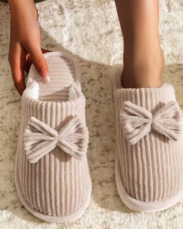 Fashion Women's Bow Slippers Fall/Winter Indoor Bedroom Floor Lightweight and Comfortable&Soft Warm Slippers for Home