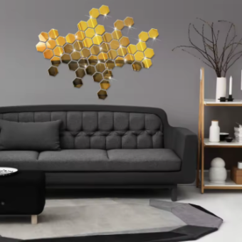 12/24 pieces Hexagonal 3D Mirror Wall Decal Perfect Acrylic Wall Decal Decal Home Decoration Mirror Art Decoration