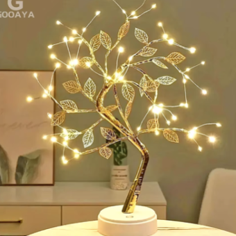 LED Rose Leaf Table Lamp USB Christmas Tree Fairy Light Night Lights Home DIY Party Wedding Bedroom Decoration Mother's Day Gift