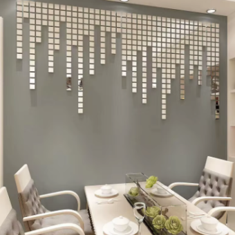 100pcs 2/3/4cm 3D Square Mirror Wall Stickers Self-adhesive Acrylic Mosaic Mirror Surface Tile DIY Wall Decals Room Home Decor