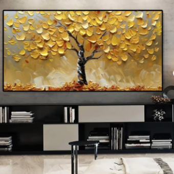 Abstract Golden Tree Of Life Diy Diamond Painting Modern Lucky Fortune Tree Large Size Full Rhinestones Living Room Home Decor