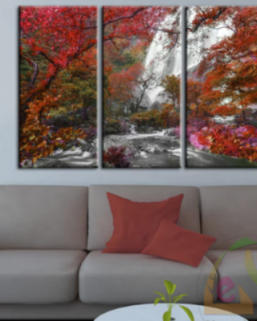 Beautiful Waterfall Autumnal Forest Triptych Diamond Painting Forest Full Square Drill 5d Diy Diamond Embroidery Home Decor 3pcs