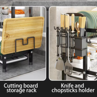 Dish Drying Rack 2-Tier Compact Kitchen Dish Rack Drainboard Set Large Rust-Proof Dish Drainer with Utensil Holder Kitchen Racks