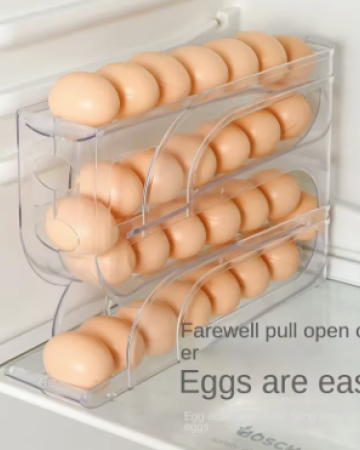 Household automatic rolling egg storage box kitchen refrigerator side door egg preservation rack 30 egg boxes